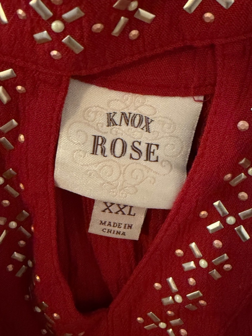 Knox Rose Red Embellished V-Neck Tunic - Picture 6 of 6